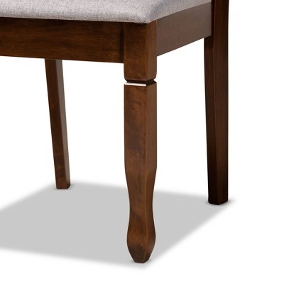 Modern Grey Fabric and Walnut Wood Upholstered Dining Chair Set