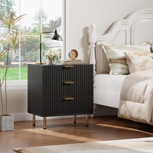 Nasitip 3-Drawer Dresser-Fluted Wooden Nightstand with Deep Storage, Wide Top Chest Organizer - 1 of 4
