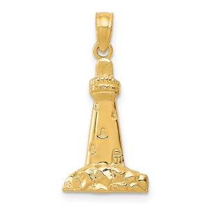 Black Bow Jewelry 14k Yellow Gold Polished Lighthouse Pendant - 1 of 4