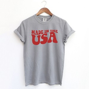 Simply Sage Market Women's Made In The USA Wavy Short Sleeve Garment Dyed Tee - 1 of 4