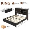 AMERLIFE 47.2" H Bed Frame with Bookcase Headboard, Charging Station, 2 Drawers - 2 of 4
