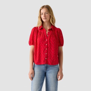 Levi's® Women's Lea Short Sleeve Slim Blouse - True Red Ditsy Floral - 1 of 2