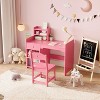 Kids Vanity with Lighted Mirror, 2 in 1 Princess Vanity Set Toddler Vanity Table & Chair Set with Open Bookshelf, Storage Cabinet & Shelves - 4 of 4