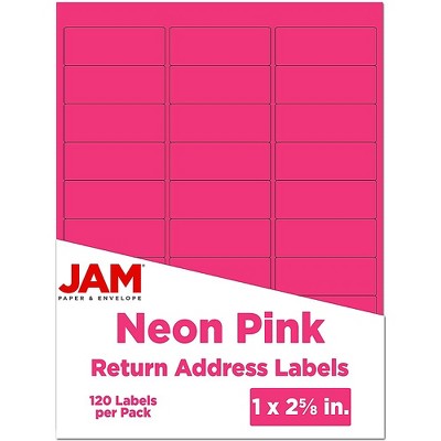 JAM Paper Laser/Inkjet Mailing Address Labels 1 x 2 5/8 Neon Pink 354328011