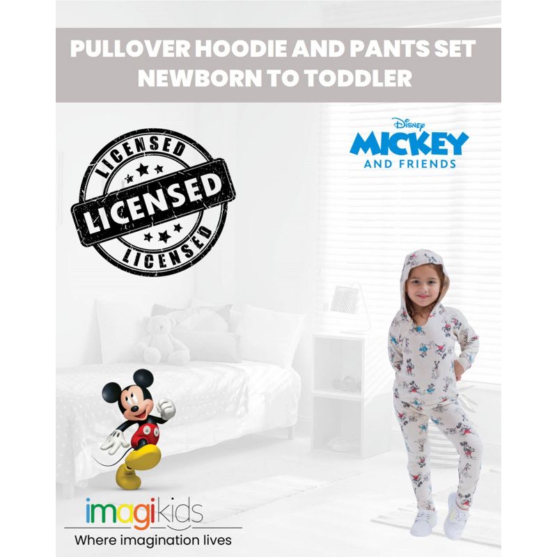 Disney Mickey Mouse Donald Duck Pluto Minnie Mouse Baby Pullover Hoodie and Pants Outfit Set Newborn to Infant, 2 of 10