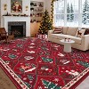 Christmas Area Rug with Tree & Snowflake Print, Non-Slip Floor Mat for Living Room, Bedroom, Dining Room and Playroom - 3 of 4