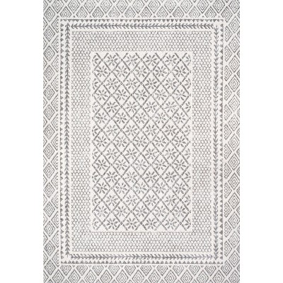 Athens Geometric Boho 5x8 Gray Synthetic Area Rug
