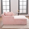 TinyHomie Oversized Chaise Longue Chair Indoor, Modern Upholstered Corduroy Deep Seat Sofa Bed with Throw Pillows and Armrests - 4 of 4