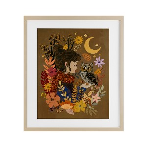 Stupell Industries Autumn Owl & Girl Framed Print Under Glass - 1 of 4