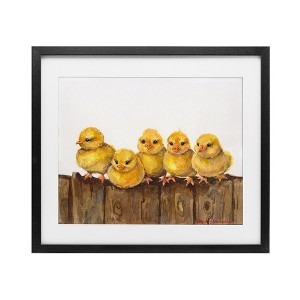 Stupell Industries Chicks on the Fence Framed Print Under Glass Art - 1 of 4