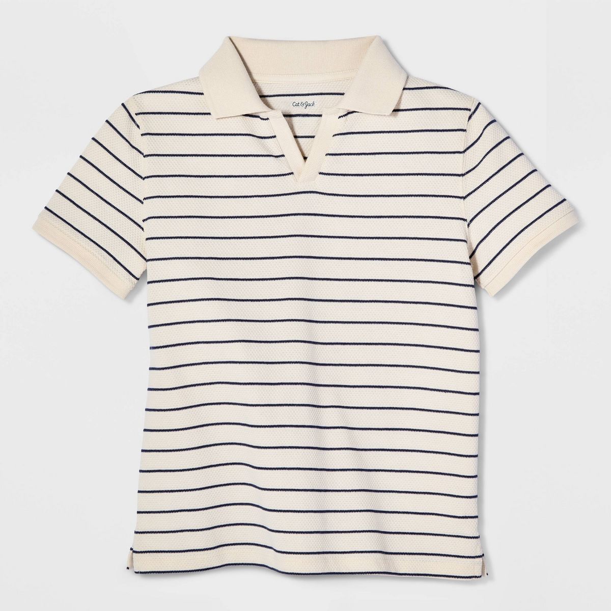 Boys' Short Sleeve Johnny Collar Striped Textured Polo Shirt - Cat & Jack™ - thumbnail 5