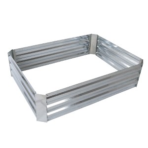 35.5"L x 47.5" W x 12" H Rectangular Iron Raised Garden Bed and Plant Holder Kit With Adjustable Galvanized - Silver - Pure Garden - 1 of 3
