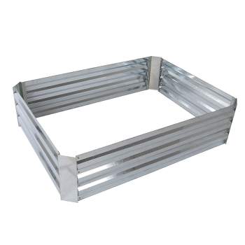 35.5"L x 47.5" W x 12" H Rectangular Iron Raised Garden Bed and Plant Holder Kit With Adjustable Galvanized - Silver  - Pure Garden