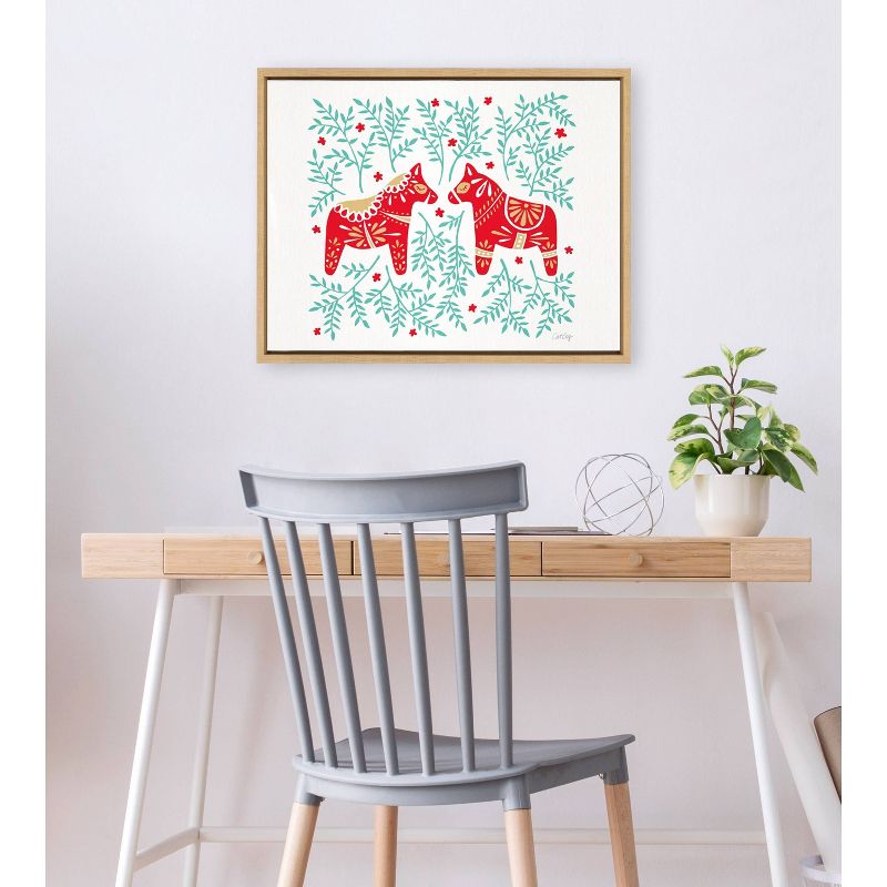 18&#34; x 24&#34; Sylvie Swedish Dala Horses by Cat Coquillette Framed Canvas Natural - Kate &#38; Laurel All Things Decor, 6 of 8