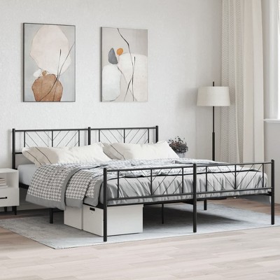 vidaXL Metal Bed Frame with Headboard&Footboard Black 72 in.x83.9 in. California King