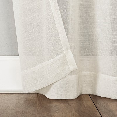 Ivory Sheer Linen Blend Grommet Top Curtain Panel 52" x 84"