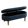 DOMETOUR Blue Cloth Ottoman - Stylish Upholstered Storage Footstool for Living Room - 3 of 4