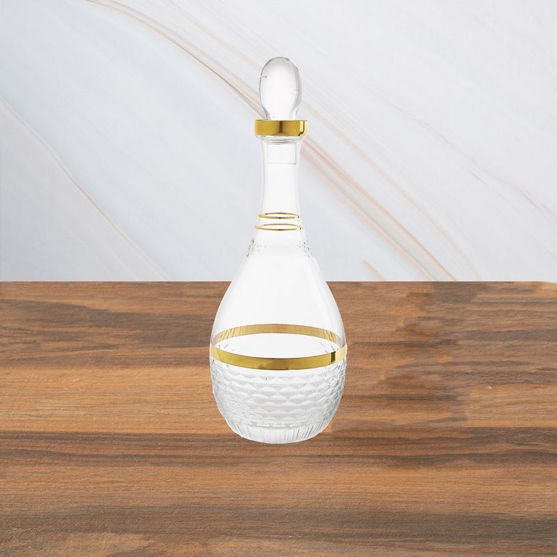 Classic Touch Glass Decanter with Gold and Crystal Detail, 3 of 4