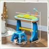 Infurnic Baby Activity Gyms Kids Piano Toy Keyboard, Electronic Music Educational Instrument with Microphone and Stool, Blue, 23"*9.8"*24.8" - 3 of 4