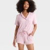Women's Cloud Knit Short Sleeve Notch Collar Shirt and Shorts Pajama Gift Set - Auden™ - 3 of 4