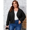 Plus Size Women's Chunky Knit Open Front Sweater Long Sleeve Button Loose Short Cardigan Outerwear Coats - 4 of 4