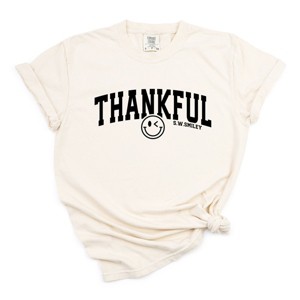 S.W.Smiley Thankful Varsity Arched - Women's Garment Dyed Graphic T-Shirt - 1 of 4