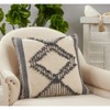 Saro Lifestyle Diamond Fringe  Decorative Pillow Cover, Grey, 20" - 3 of 3