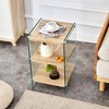 HDZNVF Three Levels of Nightstand with Storage Function, Wood - 2 of 4