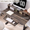SinCiDo Height Adjustable Electric Standing Desk with Charging Station, 48" Sit Stand Up Computer Home Office Desk with LED Lights, Dark Rustic Oak - 2 of 4
