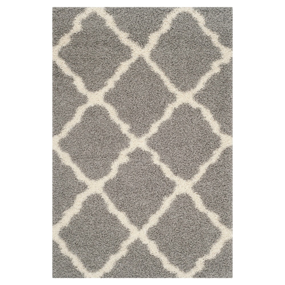 Gray/Ivory Geometric Shag/Flokati Loomed Area Rug - (6'x9') - Safavieh