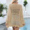 Women Crochet Cardigan Tie Front Long Sleeve Lightweight Cover Up Oversized Hollow Out Summer Cardigans - 4 of 4