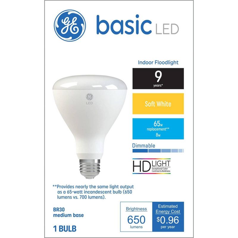 GE 8 Watts Soft White Medium Base LED Basic Indoor Floodlight Bulb, 5 of 7