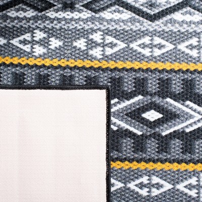 Gray and Gold Tribal Pattern Washable Synthetic Rug, 4'4" x 6'