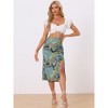 INSPIRE CHIC Women's Summer Beach Flowy Ruched Front Tropical Floral Midi Skirt - 3 of 4