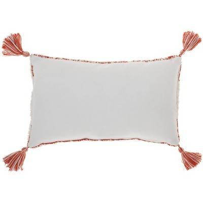Nicole Curtis Rustic Rust Woven Cotton 12"x20" Lumbar Throw Pillow