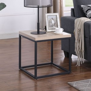 Kumasinova 1PC/2PCS Square Side Table with Metal Frame,End Table with Wood Top,Small Coffee Table for Living&Bedroom,Living Room Furniture,Oak - 1 of 4