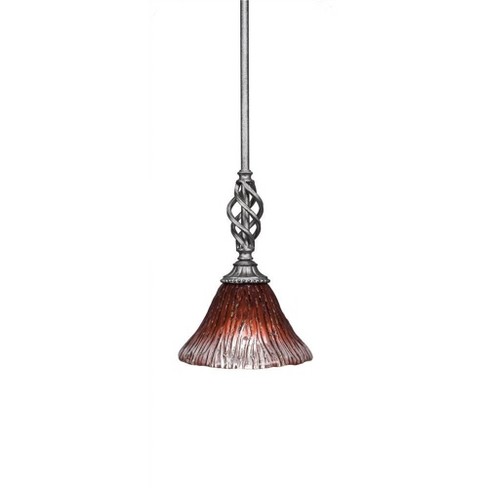 Toltec Lighting Elegante 1 - Light Pendant in  Aged Silver with 7" Raspberry Crystal Shade - image 1 of 1