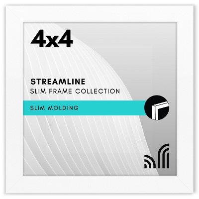 Americanflat 4x4 Picture Frame with Shatter-Resistant Glass - Thin Border Square Frame for Tabletop and Wall Display - Easel Stand Included - White