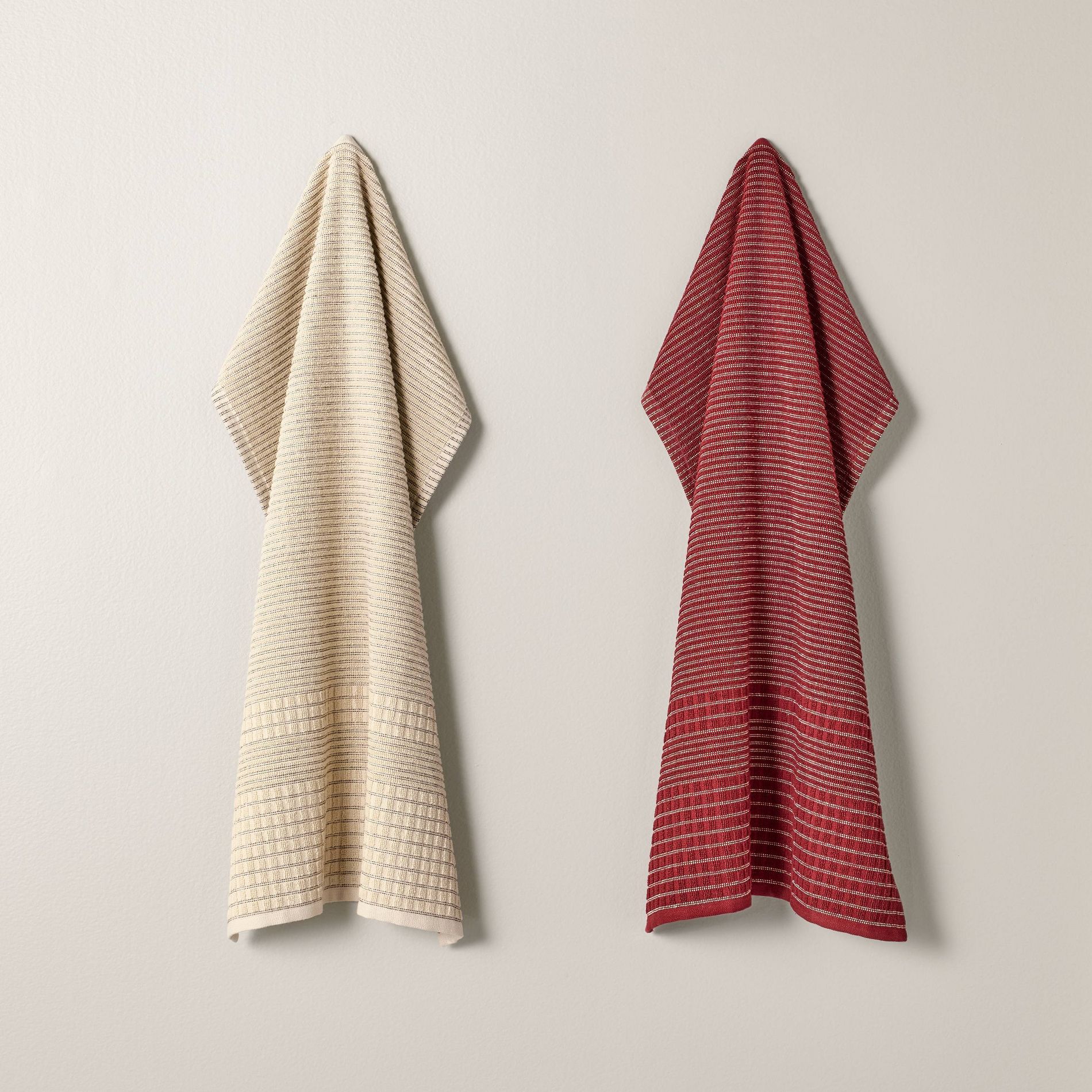 Set of 2 Striped Terry Kitchen Towels Burgundy - Hearth & Hand™ with Magnolia