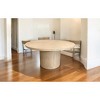 HomeRoots 60" Natural and Brown Rounded Solid Wood Pedestal Base Dining Table - 2 of 4