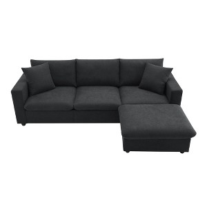 NicBex Modern Sectional Sofa,L-Shaped Couch Set with 2 Pillows and Convertible Ottoman for Living Room,Apartment,Office,Black - 1 of 4
