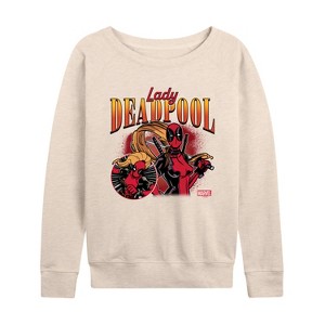 Women's - Marvel - Lady Deadpool Lightweight French Terry Wide Neck Long Sleeve Shirt - 1 of 4