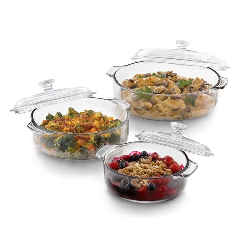 LIBBEY 10-INCH GLASS SALAD SERVING BOWL & 2 STACK IT FOOD STORAGE  CONTAINERS NEW