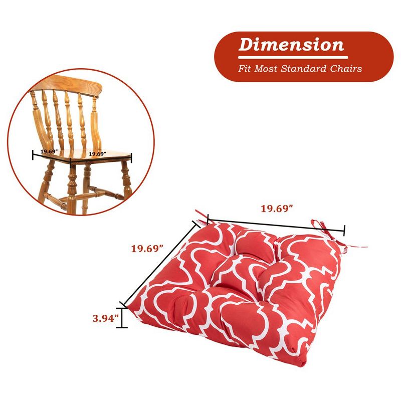 Aoodor Square Thick Dinning Chair Pads with Ties - Set of 2, 3 of 9