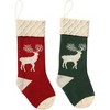 Aoibox Christmas Stockings 2 Pack 18 Inch Hand Knitted Red Green Reindeer Snowflake Extra Long Holiday Decor for Fireplace Mantel - 2 of 4