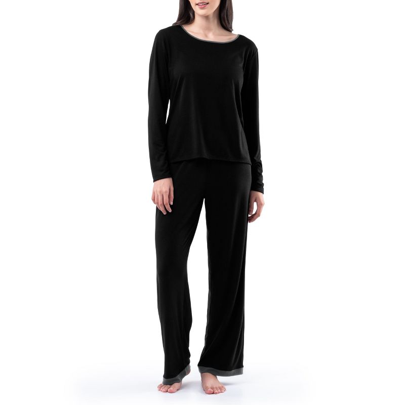 Fruit of the Loom Women's and Women's Plus Long Sleeve Pajama Set, 1 of 5
