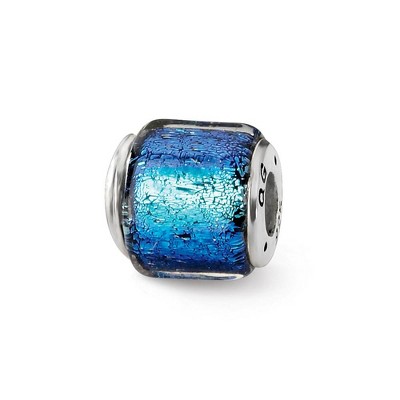 Black Bow Jewelry Blue Hued Dichroic Glass Sterling Silver Bead Charm