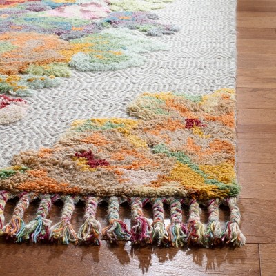 Hand-Knotted Gray Wool Geometric Floral 8' x 10' Area Rug