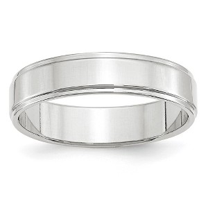 Black Bow Jewelry 5mm 14K White or Yellow Gold Flat Ridged Edge Standard Fit Band - 1 of 4