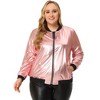 Agnes Orinda Women's Plus Size Bomber Jacket Zip-Up Party Outwear with Pockets - 3 of 4